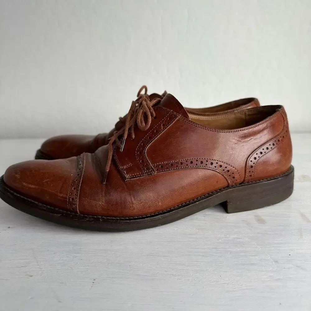 Cole Haan Cap Toe Oxford Shoes Men's 8.5  Balmoral Brown‎ Leather MADE IN ITALY